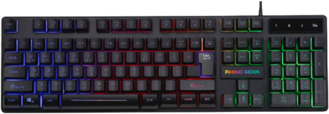 라이노기어 RG-GK100 LED 게이밍 유선키보드, RHINO GEAR 유선 키보드, LED 게이밍 키보드, 블랙, ., 제조사축