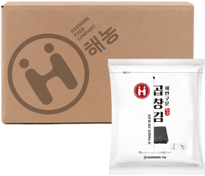 해농 햇김 세번구운 곱창김 28g, 20개