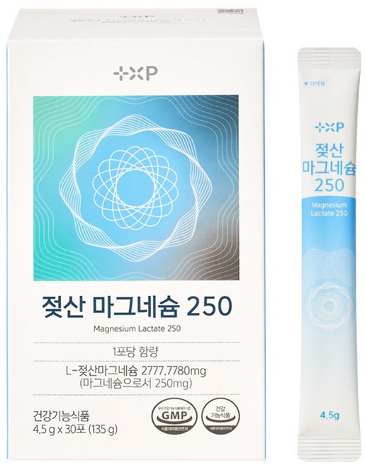 신경 근육 기능에 도움되는 흡수좋은 100% 젖산 유기 마그네슘 250mg 레몬맛 분말, 18개, 5정