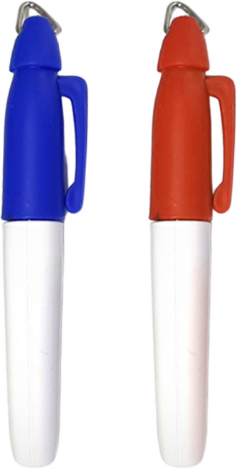 골프 볼 라이너 전용 마킹펜 2개 세트 마커펜 네임펜 퍼터라인 그리기, 마킹펜(블루+레드)
