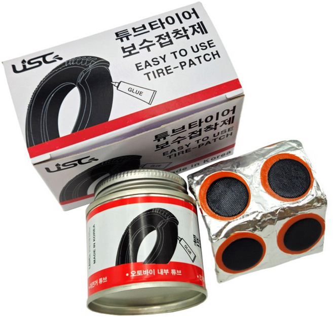 타이어 튜브 수리 키트 (접착제+40mm패치), 1개, os