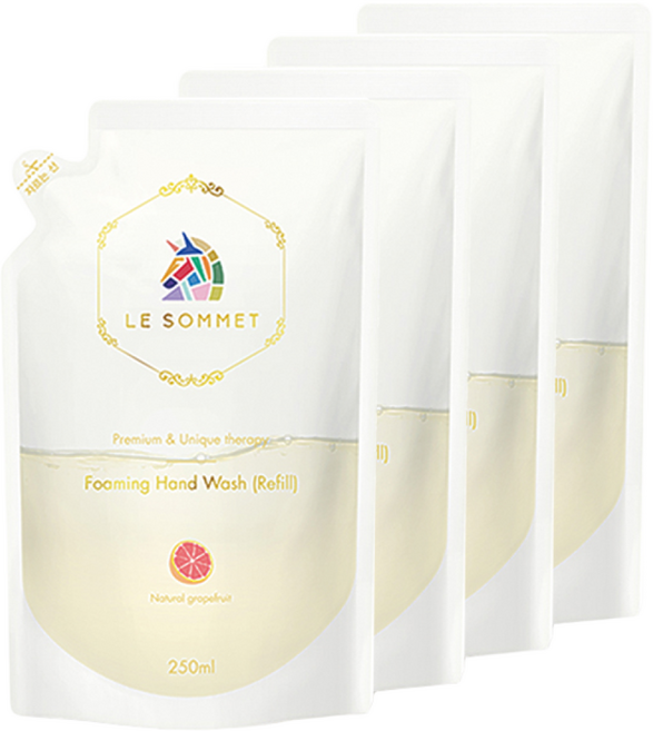 르소메 프리미엄 포밍 자몽향 거품 세균 제거 손세정제 손소독제 핸드워시 리필 250ml, 4개