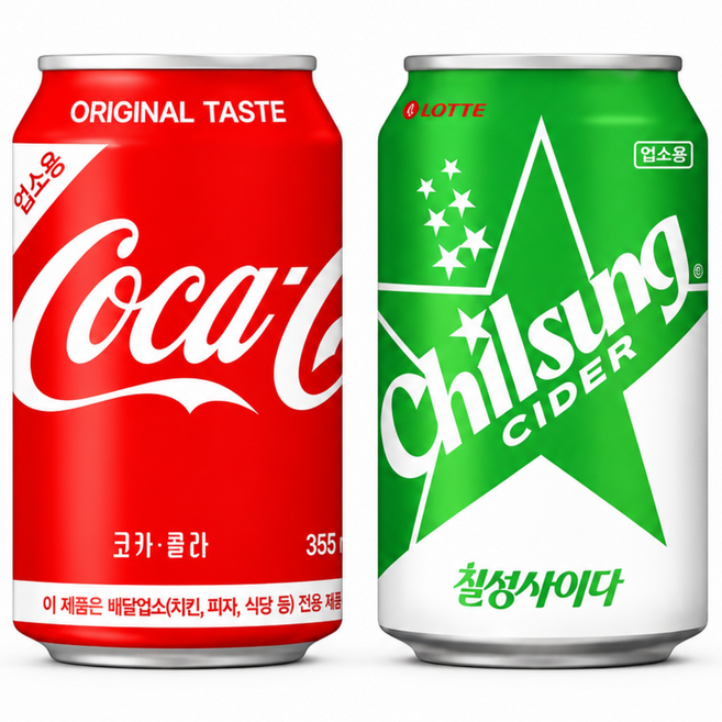 업소용 콜라 사이다 반반 혼합박스 355ml 24개입 식당 배달 캔음료, 24개