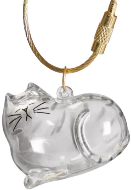 리빙릿 고양이 털 보관 투명 키링 반려묘 캡슐 펫 추억보관함 열쇠고리, 1개, 졸린냥이