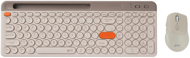 지클릭커 무선 블루투스 겸용 무소음 키보드 마우스 세트 태블릿 스마트폰 거치, 일반형, 밀크카라멜베이지, WMK930