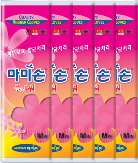 마미손 플라워 고무장갑 중(M), 5개
