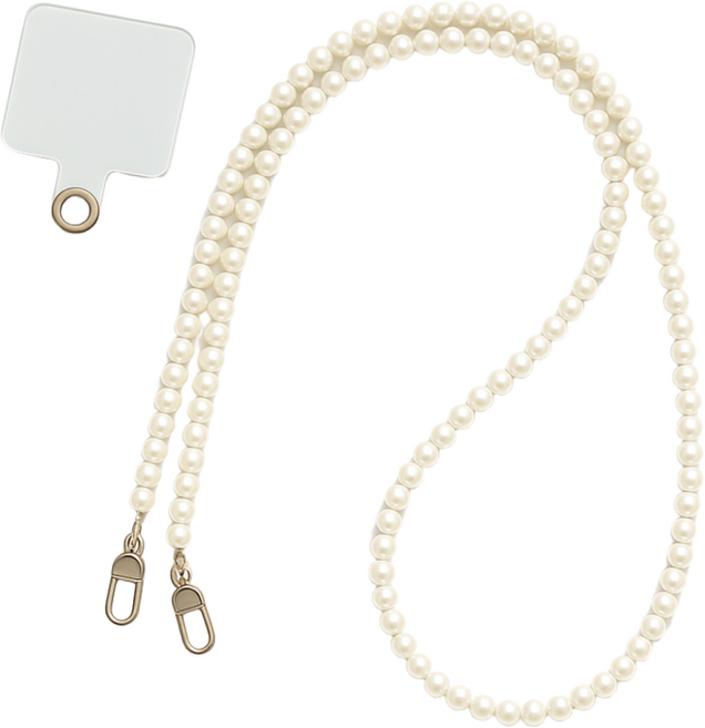 예쁜 휴대폰 진주 롱스트랩 크로스 넥 숄더 목걸이 휴대폰 줄, 1개