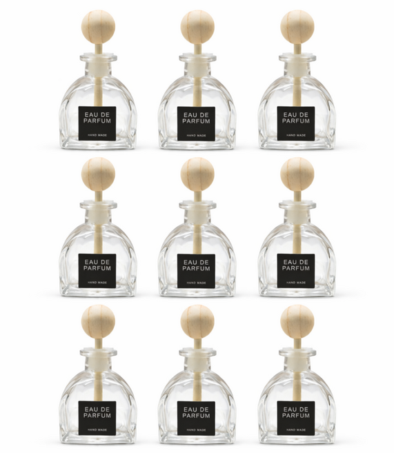 마미하우스 차량용 디퓨저 용기 우드볼 50ml 9개, 사각돔용기+우드볼고무