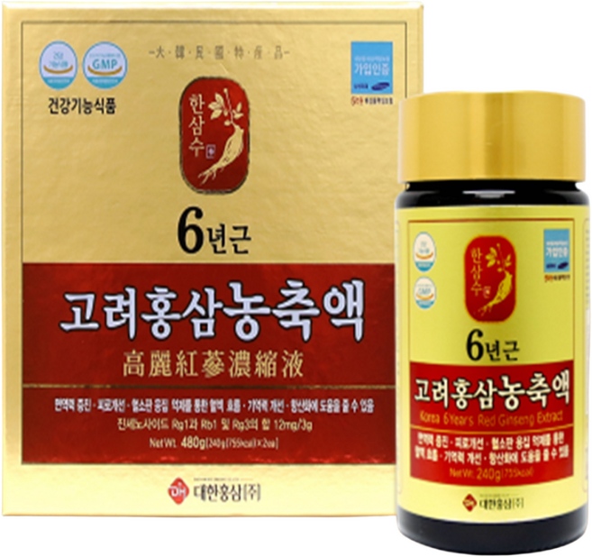 [서흥바이오팜] 대한홍삼진흥공사 고려 6년근 홍삼농축액 원액 100%, 1개, 240ml