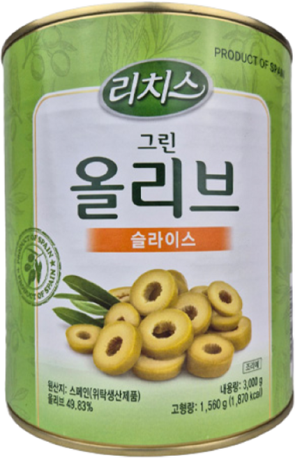 리치스 슬라이스 그린 올리브, 3kg, 1개