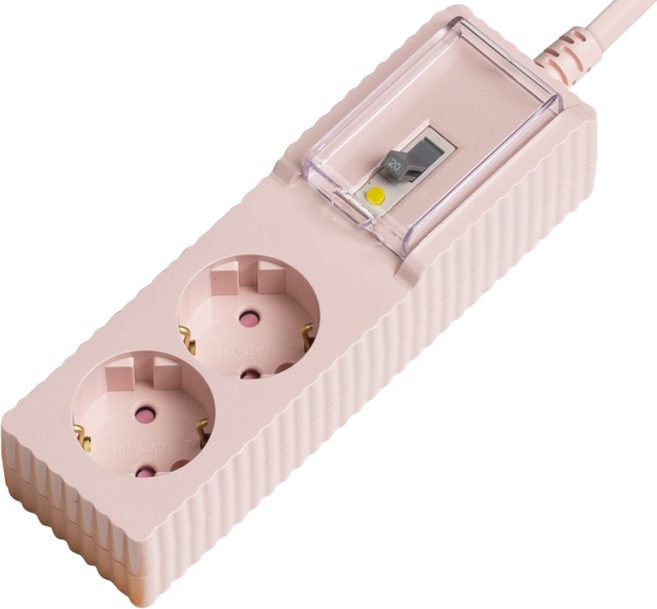 파워존 웨이브 자동소화 고용량 멀티탭2구 누전차단 50cm 1.5m 3m 5m 7m 에어컨 냉풍기, 1.5m파스텔핑크 W9LB215PPK, 1개