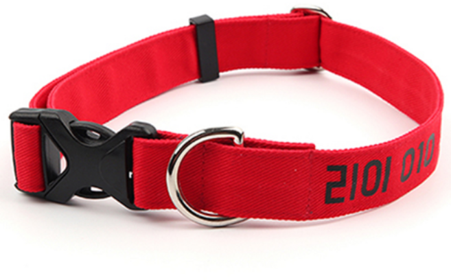 리이리이 소형견 중형견 대형견 강아지 목줄 이름 연락처 각인 목걸이, L-레드, 1개