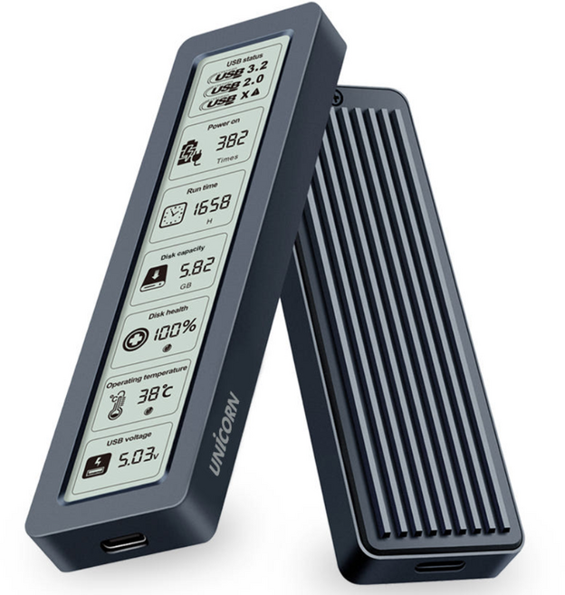 유니콘 LCD A+C타입 M.2 NVME SSD 10G 외장하드케이스 MSD-L50