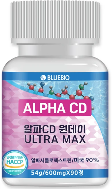 알파CD 원데이 ULTRA MAX 알파시클로덱스트린 외 베타 감마 트리플CD 복합포뮬러 식약청인증 HACCP, 1개, 90정 - 쿠팡