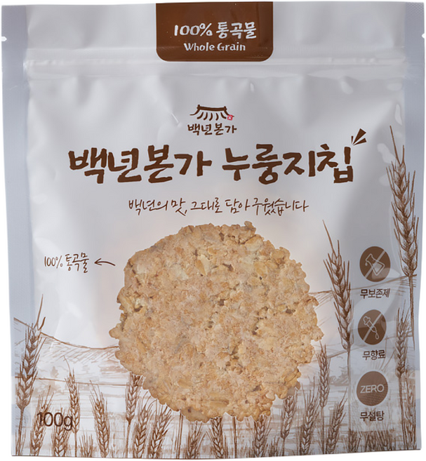 백년본가 국내산 1mm 햇쌀 건강간식 현미 병아리콩 누룽지칩, 100g, 2개