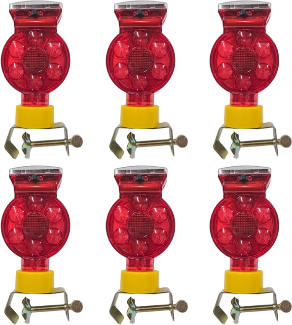 LED 난간 울타리 고정 휀스용 쏠라 경고등(SM612 / 6개입) / 태양광 자동 충전식 태양열 도로안전용품 깜빡이 빨간 조명, 1세트, 레드