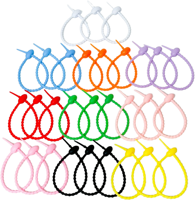 쥬롬 실리콘 케이블타이 키링 고리 30개, 혼합