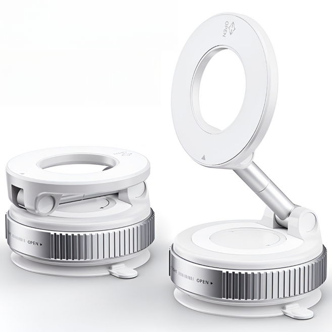 [Vihimai]맥세이프 차량용 진공 흡착식 접이식 핸드폰 거치대 360도 회전 자석 휴대폰 거치대 모든 차량에 적합, 흰색, 1개