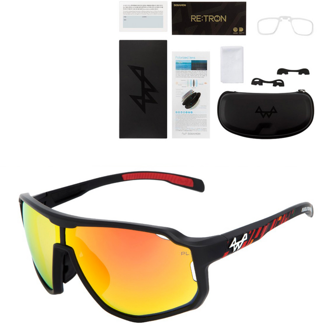 소다몬 RETRON RT3301 시리즈 편광 변색 스포츠 선글라스 전용케이스 클리너 도수클립 코패드, 레드편광, 1개