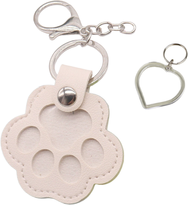 반려동물 강아지 고양이 기념 털 보관 키링+사진 하트키링 세트 언제 어디서나 함께, 1개, 화이트