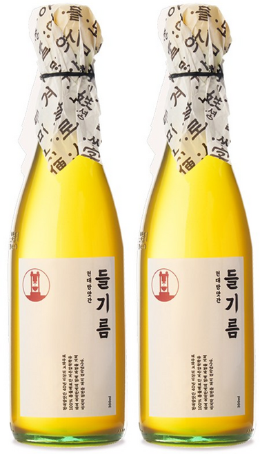 35년전통 저온압착 100% 통들깨 1+1 방앗간 들기름 300ml, 2개