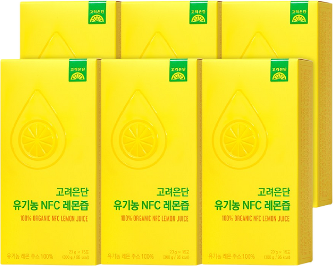 고려은단 유기농 NFC 레몬즙 15포, 6개, 300g