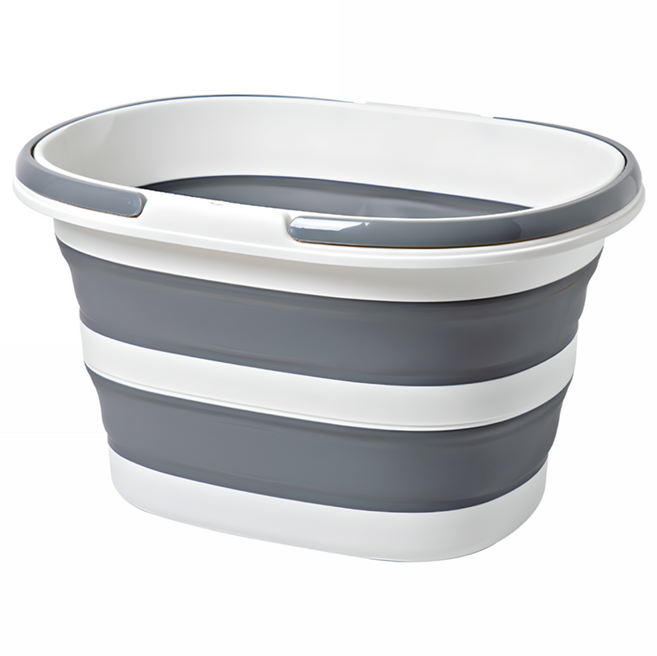 접이식 세차 버킷 16L/28L/35L 대용량 캠핑 세탁 발욕 낚시용, 16L, 그레이