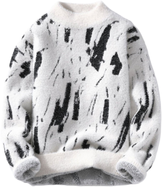 [양말증정] 남성 패턴 터틀넥 올 니트 가을 겨울 하이넥 따뜻한 스웨터 WI013N