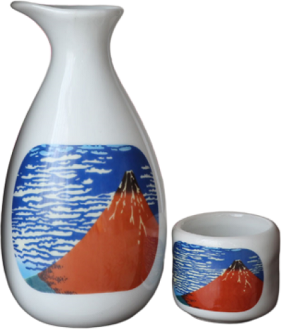 일본 도쿠리 사케병 사케잔 세트 도자기 술병 술잔 2P 독구리 SET, 13)화산/블링-174(도쿠리+술잔2p)