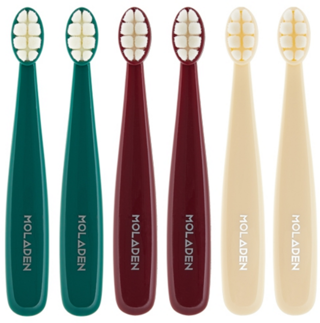 몰라덴 타이니 만모 유아 키즈 칫솔, 1세트, 6개입, 혼합색상