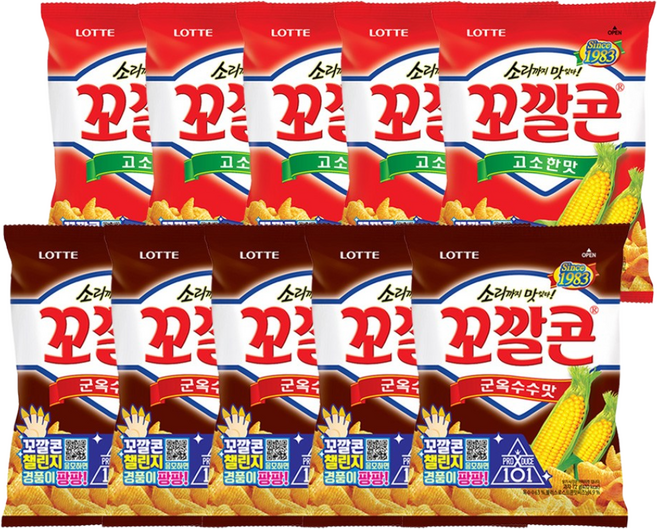 롯데제과 꼬깔콘(고소+군옥수수)72gX10봉, 10개, 67g