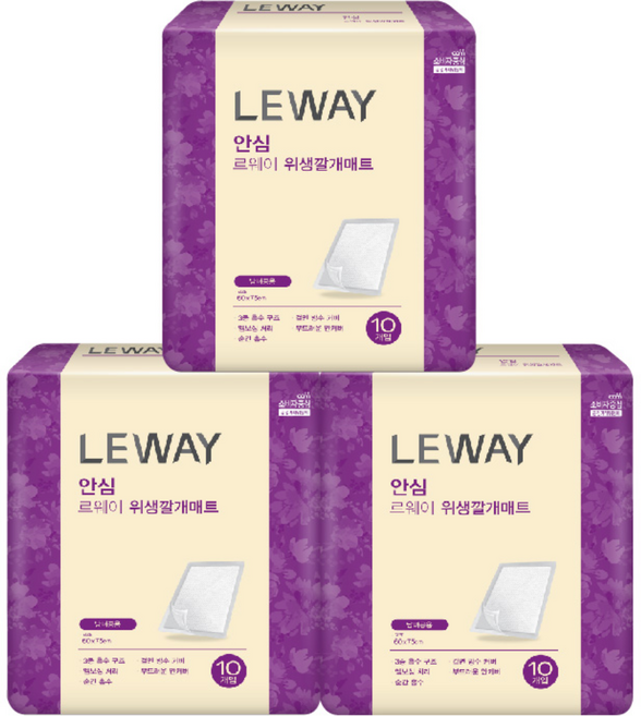 미래생활 남녀공용 르웨이 위생 성인용 깔개매트, FREE(onesize), 10개입, 3개