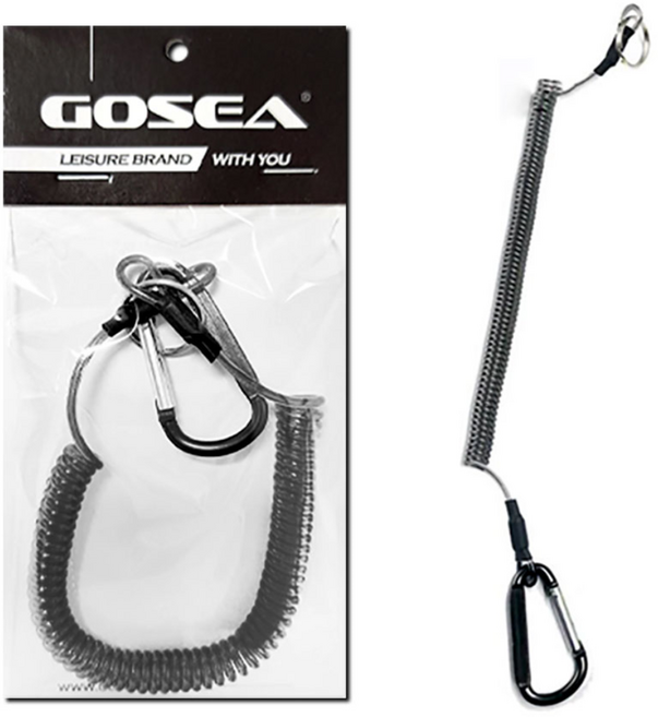 GOSEA 카라비너 스프링 안전고리 GSF-T04 분실방지 스프링 줄 끈, 1개, 블랙(GSF-T04-BK)