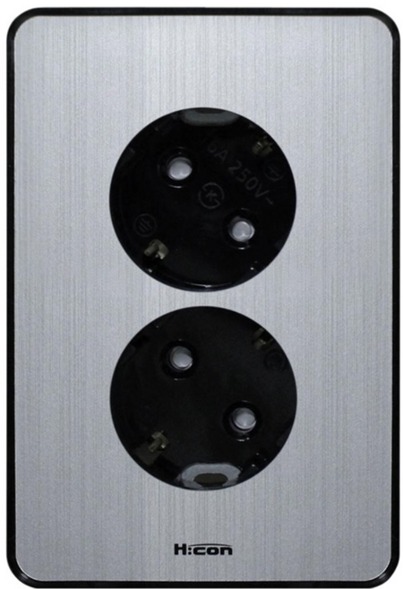 현대 매입 2구콘센트 실버, 1개