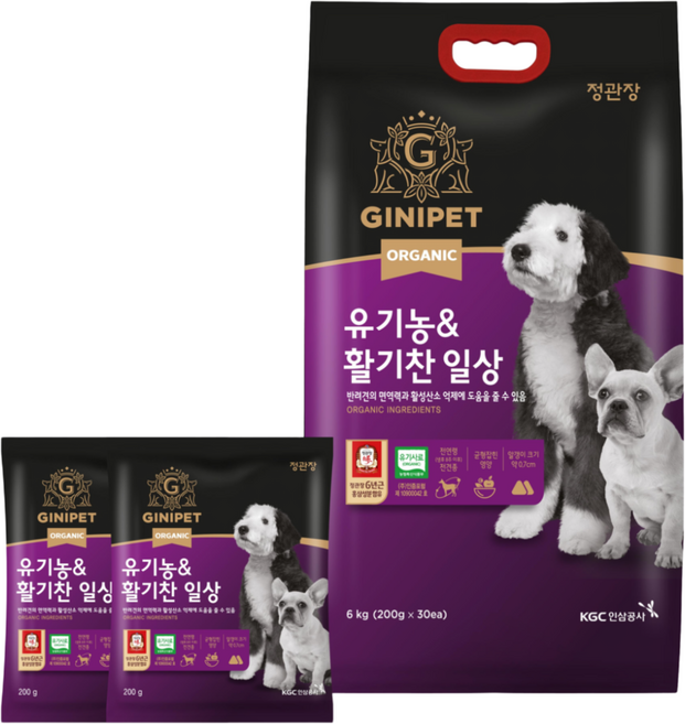 정관장지니펫 강아지 유기농 기능성 사료, 활력, 6kg, 1개