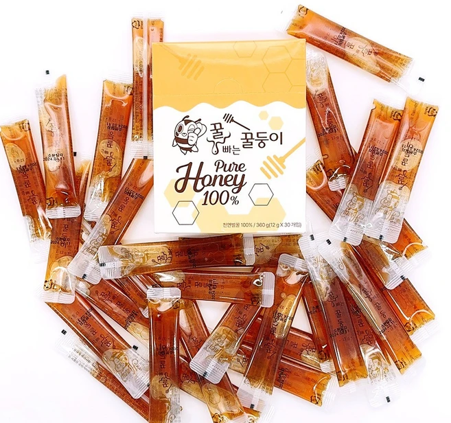 꿀송이팜 자연벌꿀100% 프리미엄 밤꿀스틱 12g x 30포 선물용 답례품, 30개 - 쿠팡