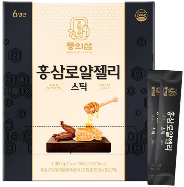 동의삼 홍삼근 홍미삼 로얄젤리 홍삼로얄젤리스틱 10g x 100포, 동의삼 홍삼로얄젤리스틱 100포 10g x 100포, 100개 - 쿠팡