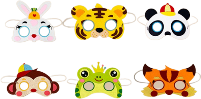 펠트 부직포 동물 가면 만들기 6종 세트, 1개