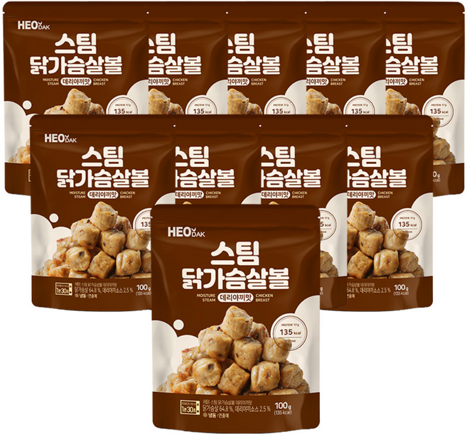 허닭 [본사당일출고] 스팀 닭가슴살볼 데리야끼맛 100g, 10개