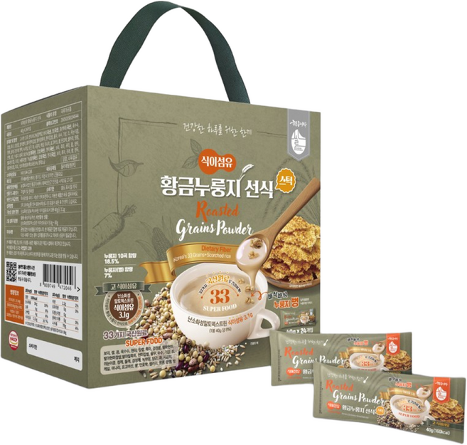 [황금이삭]기능성 고식이섬유 누룽지선식 40g 24봉 국산 곡물 채소 견과 33가지 식사대용 명품 미숫가루, 72개
