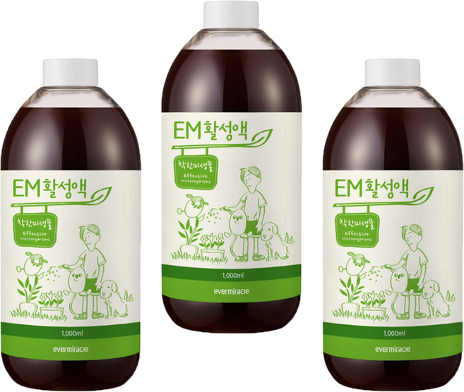 에버미라클 자연EM 활성액, 1L, 3개