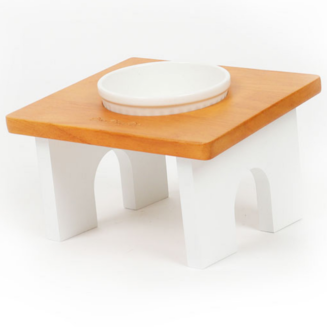 딩동펫 원목 프리미엄 반려동물 식기 1구, 화이트, 1개