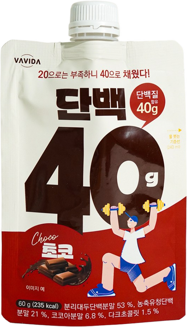 단백질 쉐이크 프로틴 단백40 초코, 14개, 60g
