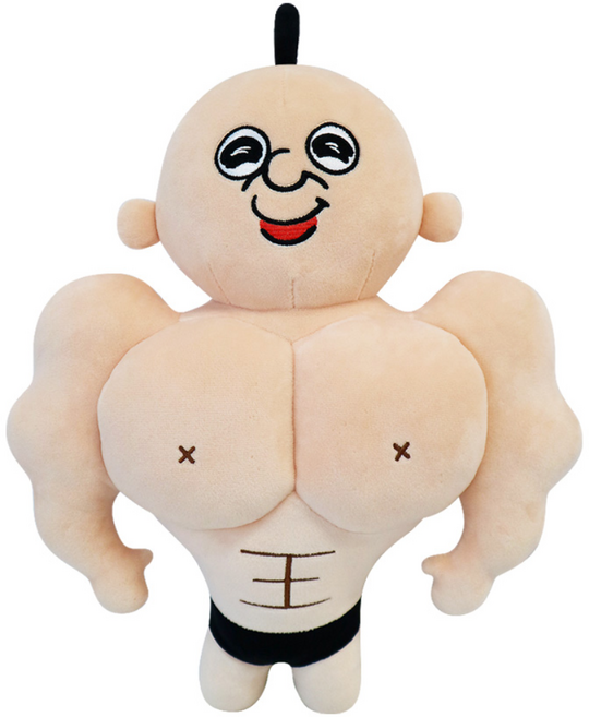 [공식정품] 근육 빵빵이 중형 인형 2종 30cm / 웃긴 선물 생일 응원 헬스 운동 다이어트 캐릭터 센스있는 신박한 엽기 태닝 몸짱 테토, 1개, 01. 근육 빵빵이 인형(기본)