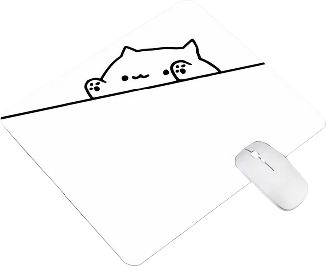 게이밍 고양이 캐릭터 마우스패드 방수코팅 400X450X2MM, 1개, 흰색