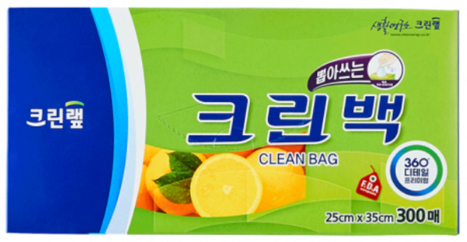 크린랩 뽑아쓰는 크린백 25cm x 35cm, 중(M), 300개입, 1개