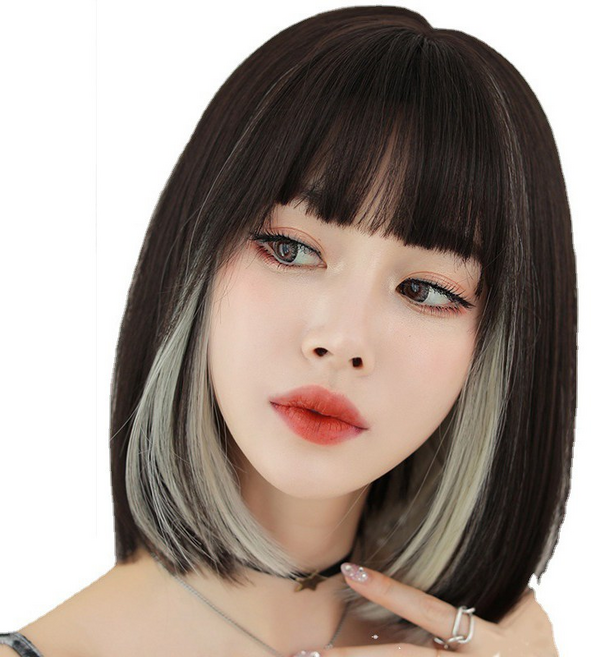 이쁘다샵 단발 스트레이트 투톤 여성 통가발 로즈코코, 네추럴블랙, 1개