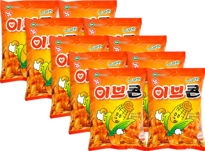 이브콘 옥수수 스낵 옛날 추억의 과자 불량식품, 180g, 10개