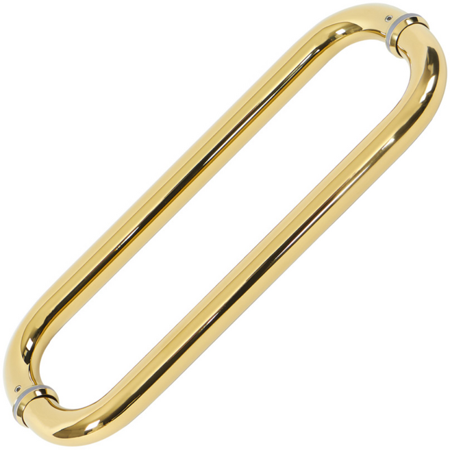 철물이네 강화도어 손잡이 340mm 마주 밴딩 25파이 유리문, 골드유광, 1개