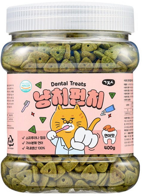 고지식 냥치펀치 고양이 구강관리 이빨과자 대용량 덴탈트릿 간식, 1개, 400g, 연어맛